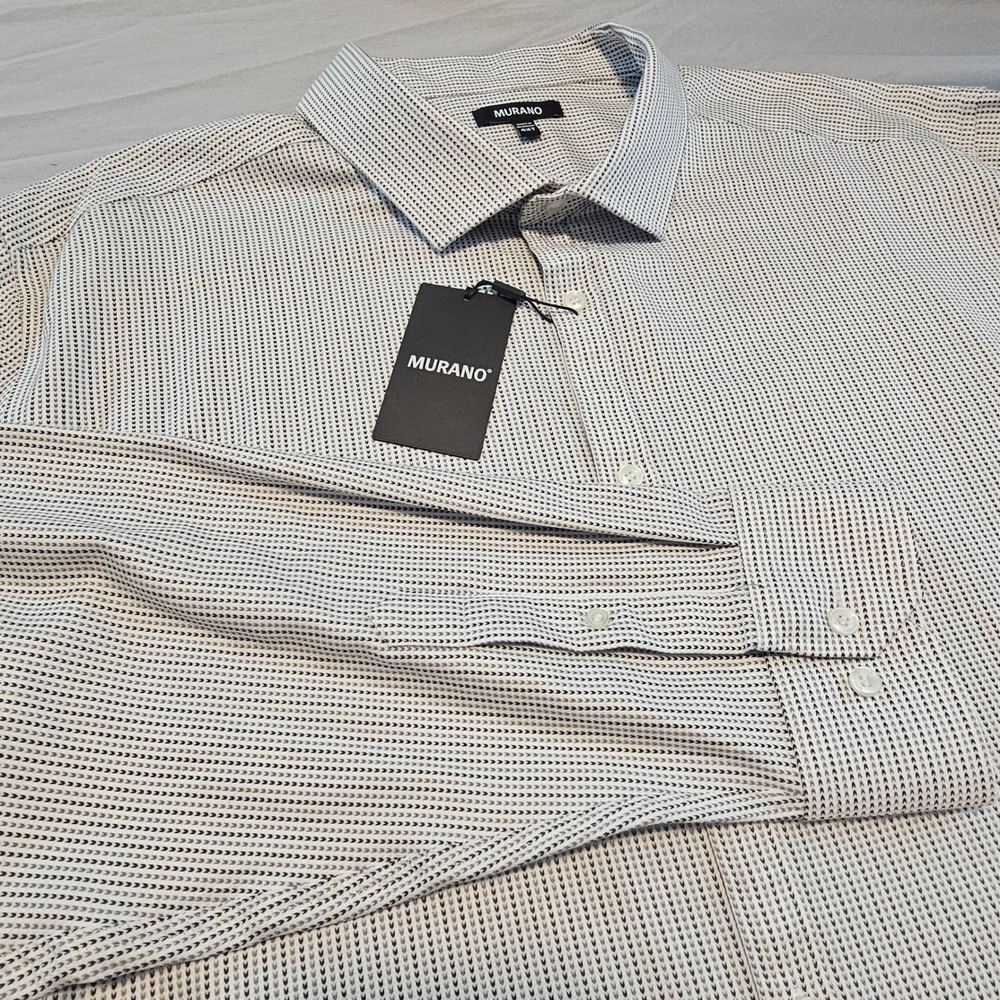 Murano 4XT Woven Heavier White w/ Black & Grey Stitched Pattern NWT L1012